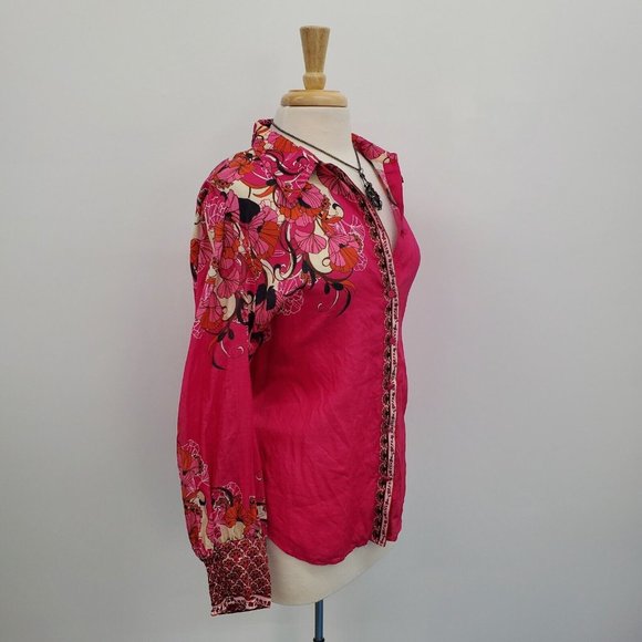 Chico's Pink Floral Button Down Shirt - Picture 2 of 14